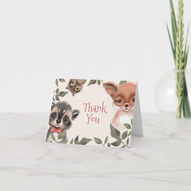 Cute Woodland Animals Thank You Card (Front)
