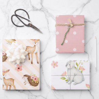Cute Woodland Animals Wrapping Paper Sheet