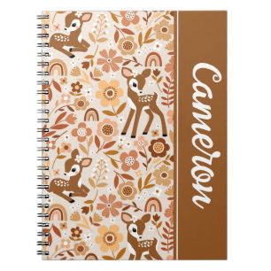 Cute Woodland Baby Deer Floral Pattern Notebook