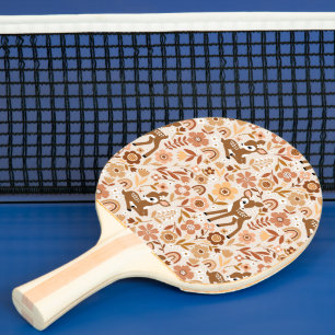 Cute Woodland Baby Deer Floral Pattern Ping Pong Paddle