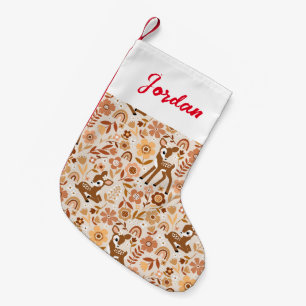 Cute Woodland Baby Deer Floral Pattern Small Christmas Stocking