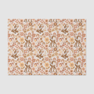 Cute Woodland Baby Deer Floral Pattern Tissue Paper