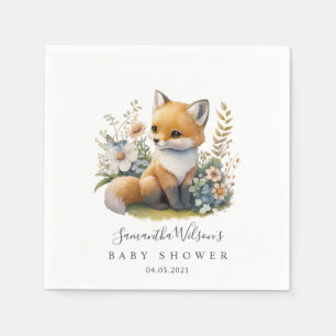 Cute Woodland Baby Fox Spring Baby Shower Napkins