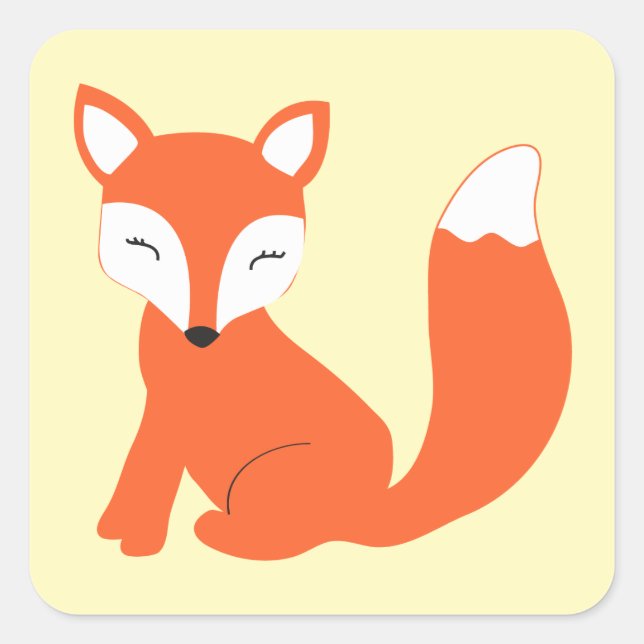Cute Woodland Baby Fox Square Sticker (Front)