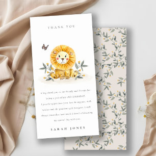 Cute Woodland Baby Lion Foliage Any Age Birthday Thank You Card