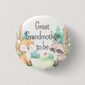 Cute Woodland Baby Shower Theme Great Grandmother 1 Inch Round Button