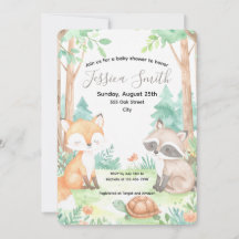Cute Woodland Baby Shower Theme Invitation