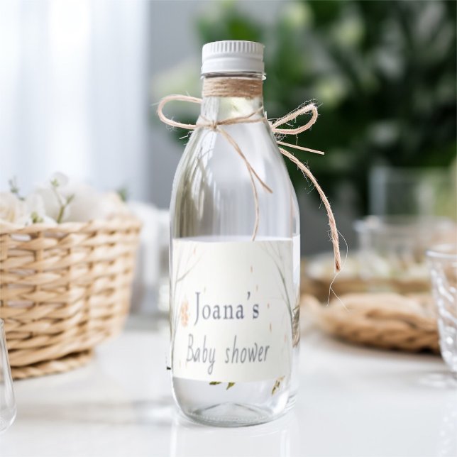 Cute woodland baby shower  water bottle label (Creator Uploaded)