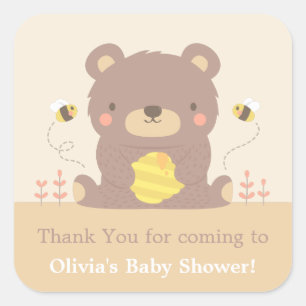 Cute Woodland Bear Baby Shower Decor Stickers