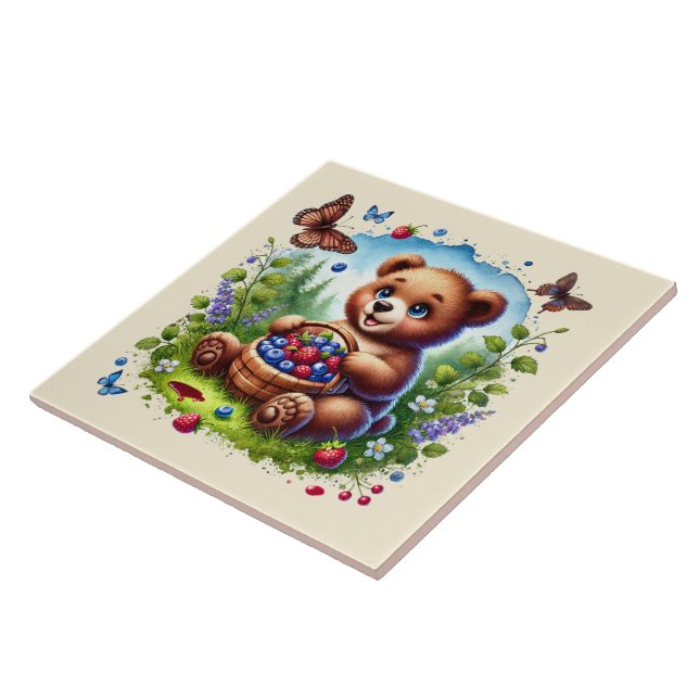 Cute woodland bear lovers tile (Side)