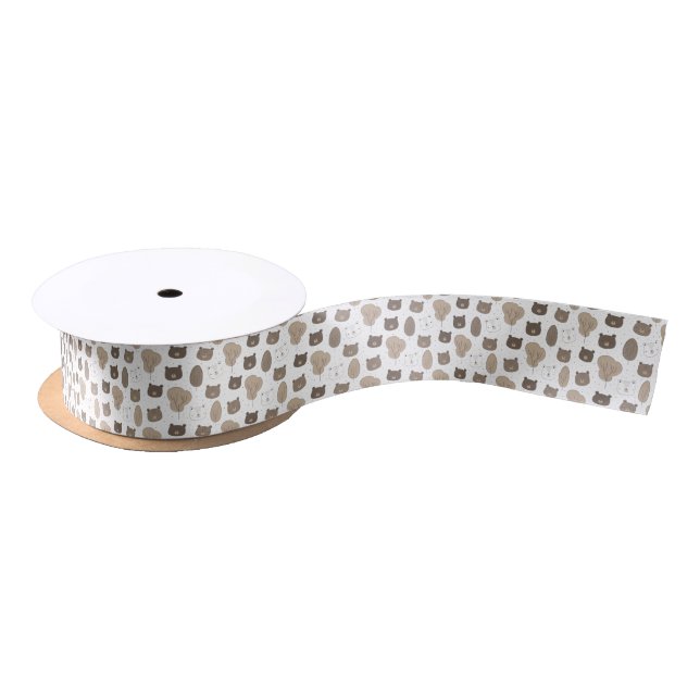 cute woodland bears boys baby shower  satin ribbon (Spool)