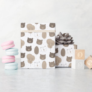 cute woodland bears boys baby shower wrapping paper