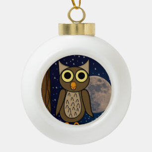 Cute Woodland Bird Artwork Ceramic Ball Christmas Ornament