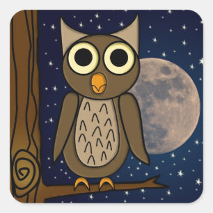 Cute Woodland Bird Artwork Square Sticker