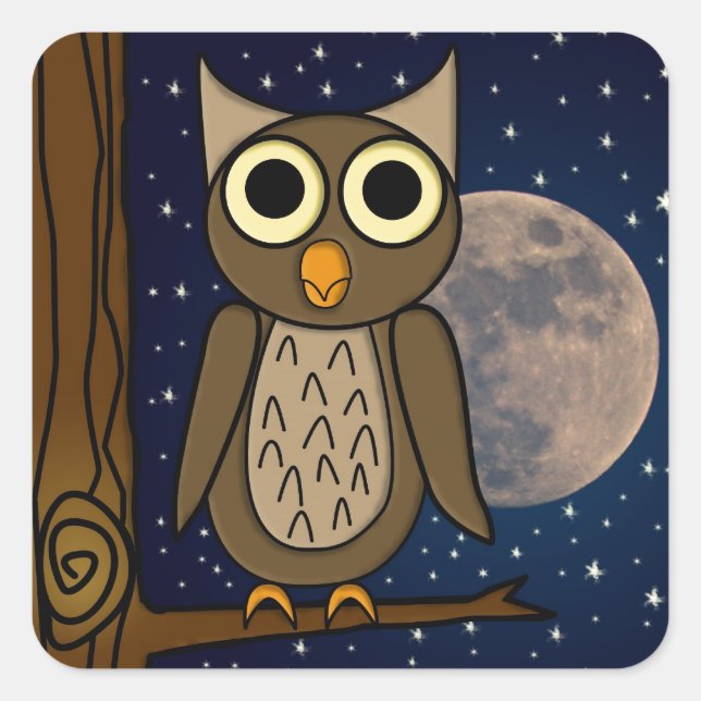 Cute Woodland Bird Artwork Square Sticker (Front)