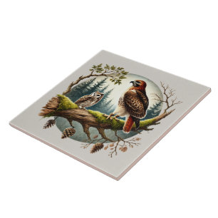 Cute woodland bird lovers tile