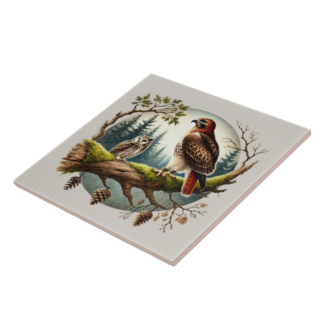 Cute woodland bird lovers tile (Side)