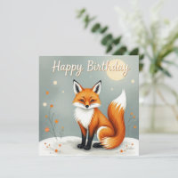 Cute Woodland Brown Fox Happy Birthday