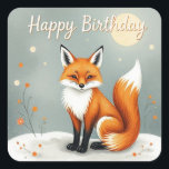 Cute Woodland Brown Fox Happy Birthday Square Sticker<br><div class="desc">Celebrate a special birthday with this adorable Happy Birthday design featuring a charming brown fox on a soft grey background. Perfect for woodland-themed parties, animal lovers, kids’ birthdays, and nature-inspired gifts, this cute fox adds a playful and heartwarming touch to any celebration. Personalize it on the back with a name...</div>
