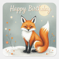 Cute Woodland Brown Fox Happy Birthday
