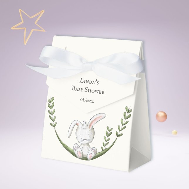 Cute Woodland Bunny Baby Shower Favor Box (Creator Uploaded)