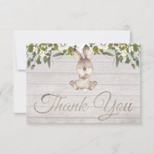 Cute Woodland Bunny Rabbit Baby Shower Thank You Card
