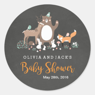 Cute Woodland Chalkboard Baby Shower Sticker