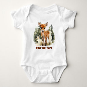 cute woodland Country deer add text Baby Bodysuit