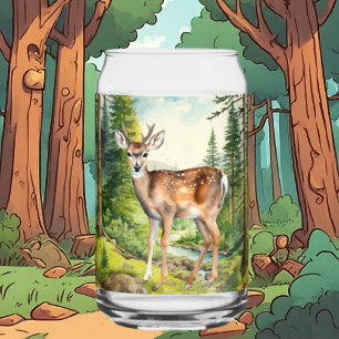 Cute woodland Country deer Can Glass