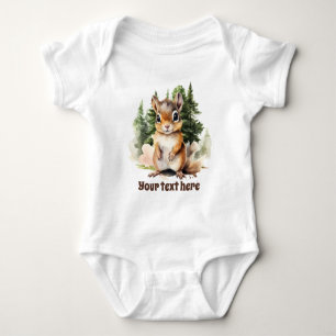 cute woodland Country squirrel add text Baby Bodysuit