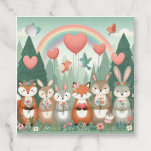 Cute Woodland Creature rainbow valentine's Favour Tags