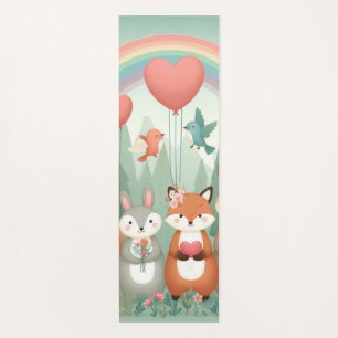 Cute Woodland Creature rainbow valentine's Yoga Mat