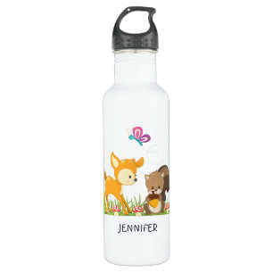 Cute Woodland Creatures Cartoon Illustration 710 Ml Water Bottle