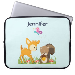 Cute Woodland Creatures Cartoon Illustration Laptop Sleeve