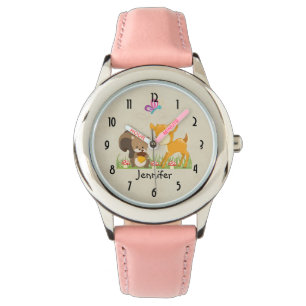 Cute Woodland Creatures Cartoon Illustration Watch