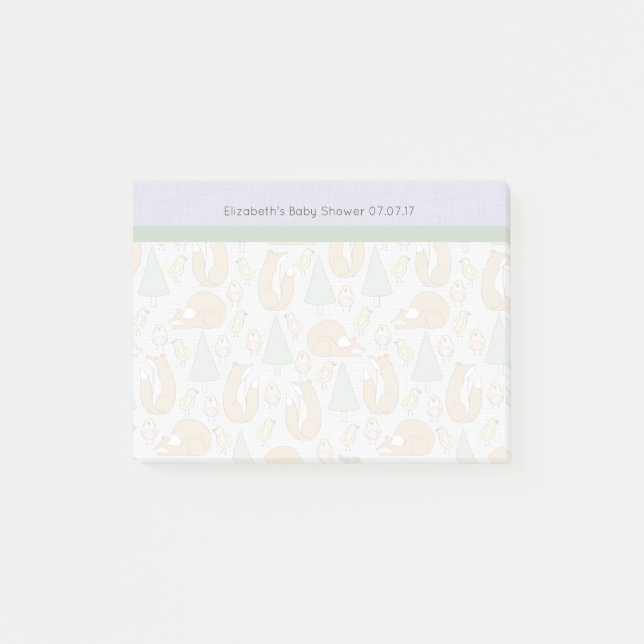 Cute Woodland Creatures Pattern Baby Shower Post-it Notes (Front)