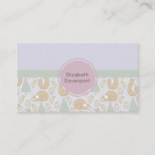 Cute Woodland Creatures Pattern Business Card