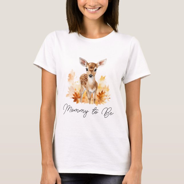 Cute Woodland Deer Mommy to Be T-Shirt (Front)