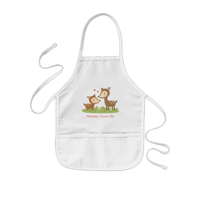 Cute Woodland Deer Mother and Child For Kids Kids Apron (Front)