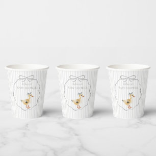 Cute Woodland Duckling Watercolor Boy Baby Shower Paper Cups