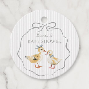 Cute Woodland Ducklings Watercolor Boy Baby Shower Favour Tags