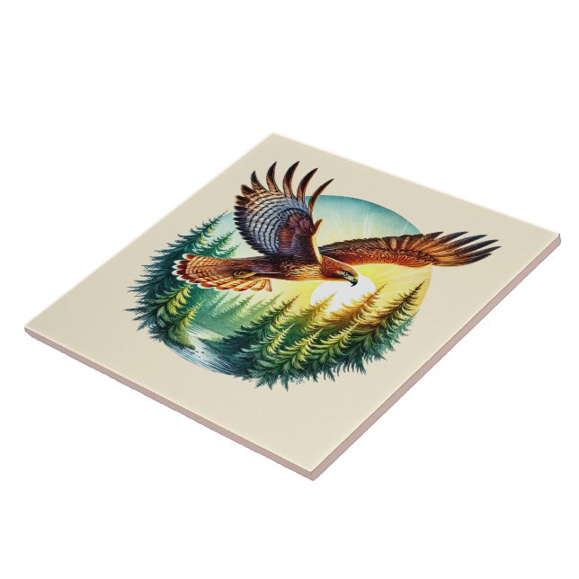 Cute woodland Eagle bird lovers Tile (Side)