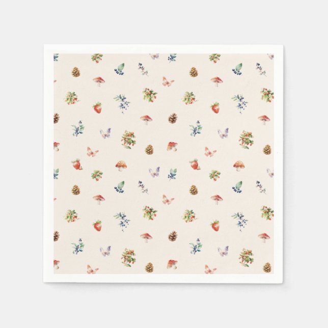 Cute Woodland Forest Adventure Pattern Baby Shower Napkin (Front)