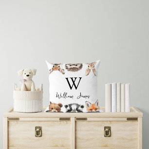 Cute Woodland Forest Animal Friends Baby Nursery Throw Pillow