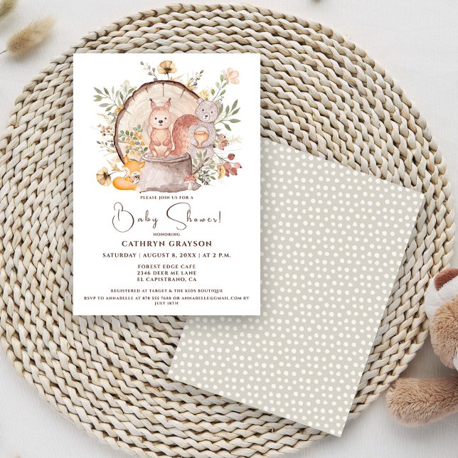 Cute Woodland Forest Animal Friends Baby Shower Invitation (Creator Uploaded)