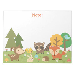 Cute Woodland Forest Animals and Creatures Notepad