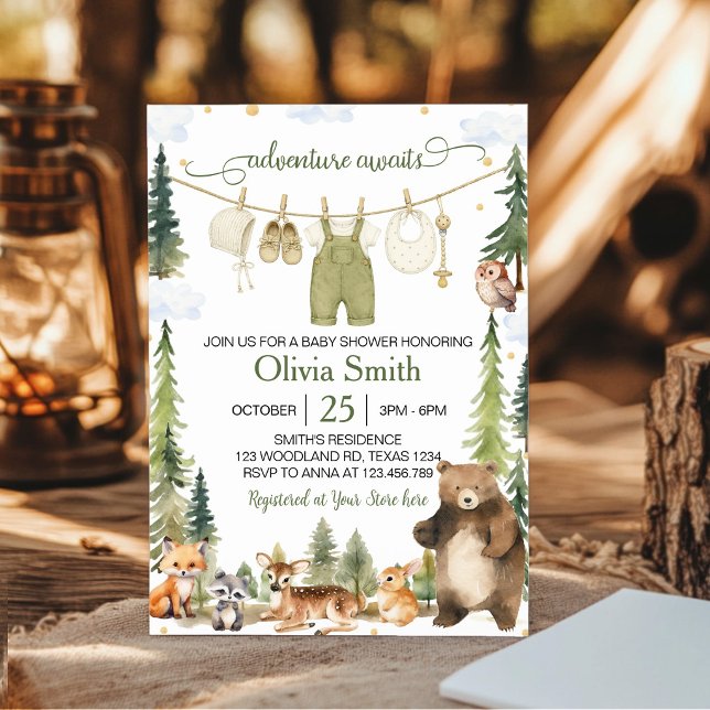 Cute Woodland Forest Animals Baby Shower Invitation (Creator Uploaded)