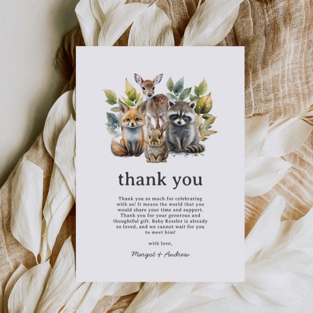 Cute Woodland Forest Animals Baby Shower Thank You Card (Creator Uploaded)