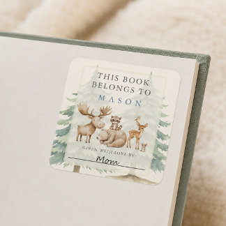 Cute Woodland Forest Animals Bookplate Sticker