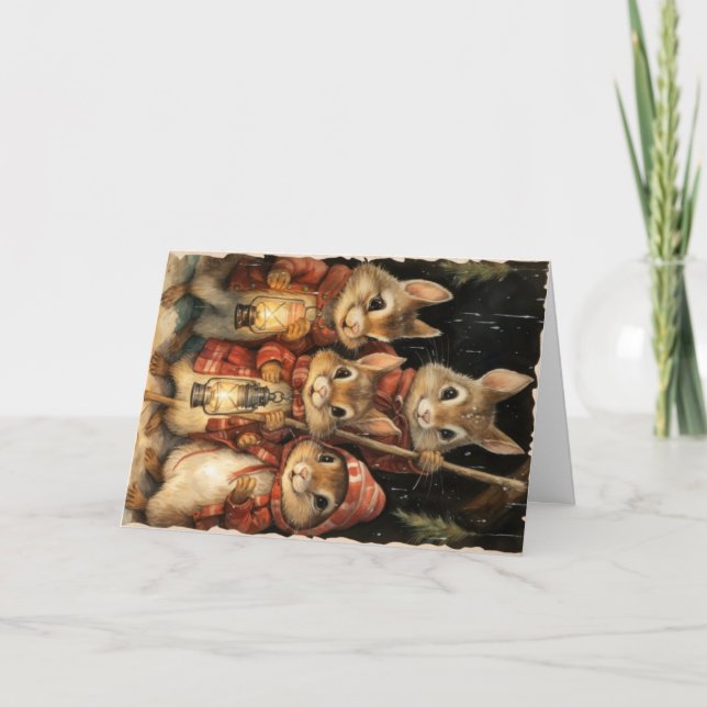 Cute Woodland Forest Animals Christmas Greeting Card (Front)